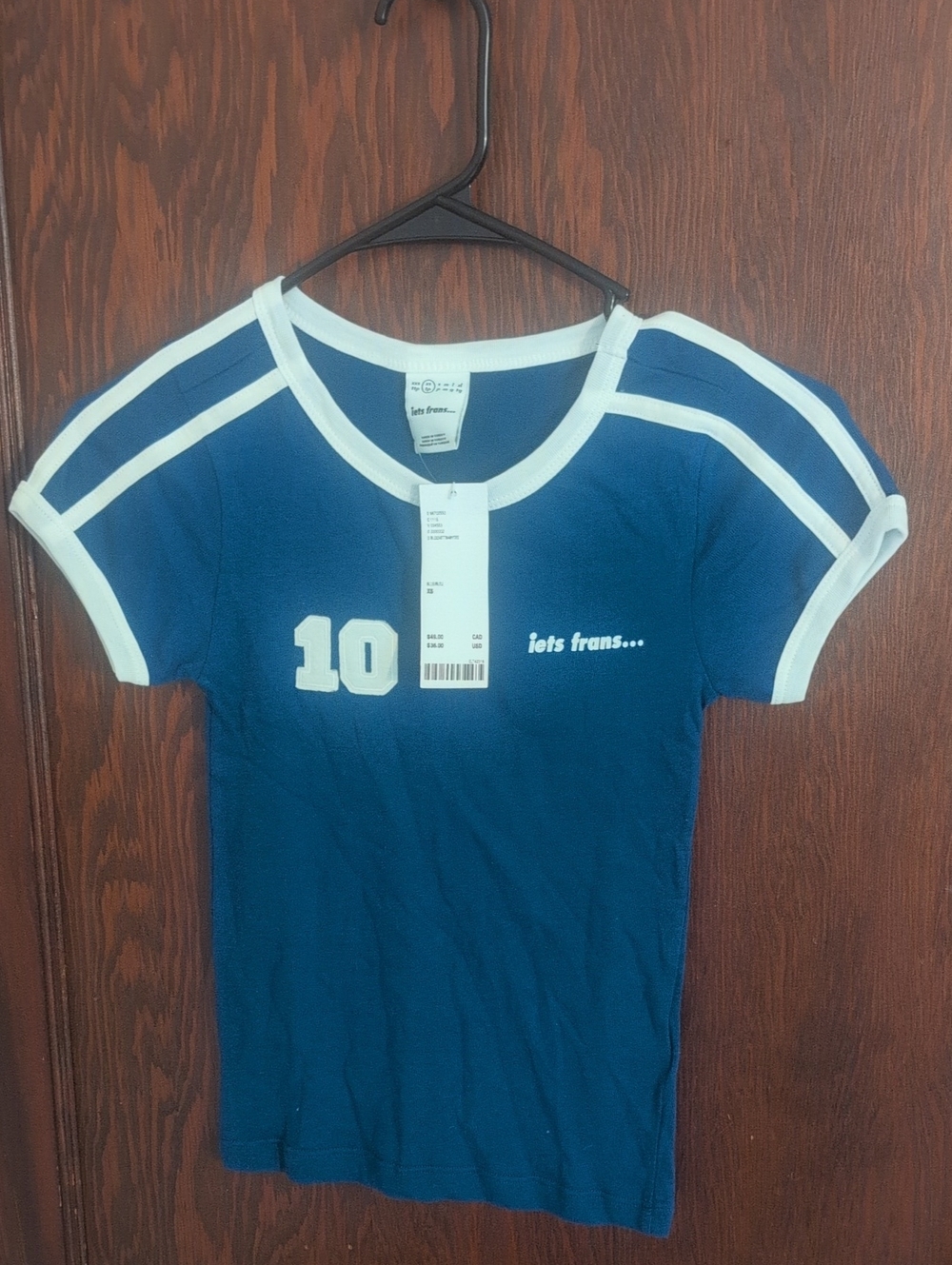 Urban Outfitters Navy & White Graphic Crop Top